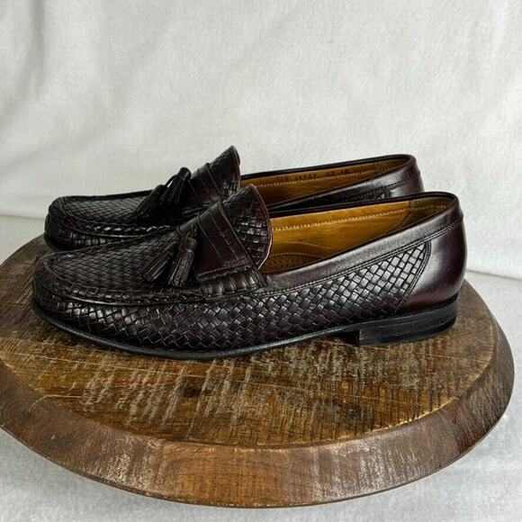 Allen Edmonds Loafers Mens 9.5B RIMINI Basket Woven Reddish Brown Leather Tassel main image 7